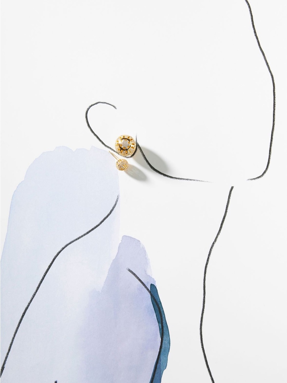 Anthropologie Shashi Gold Crystal Pavé Orb Double-Sided Earrings